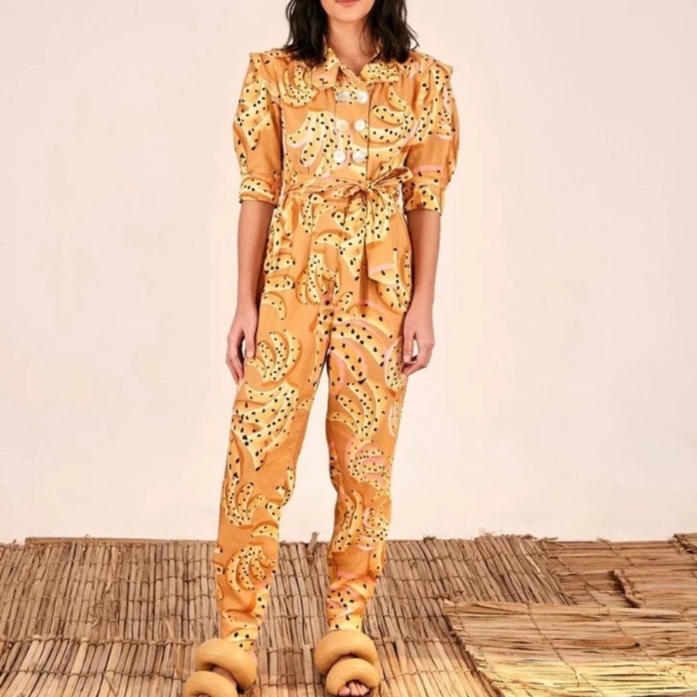 Farm Rio Caramel Raining Bananas Jumpsuit